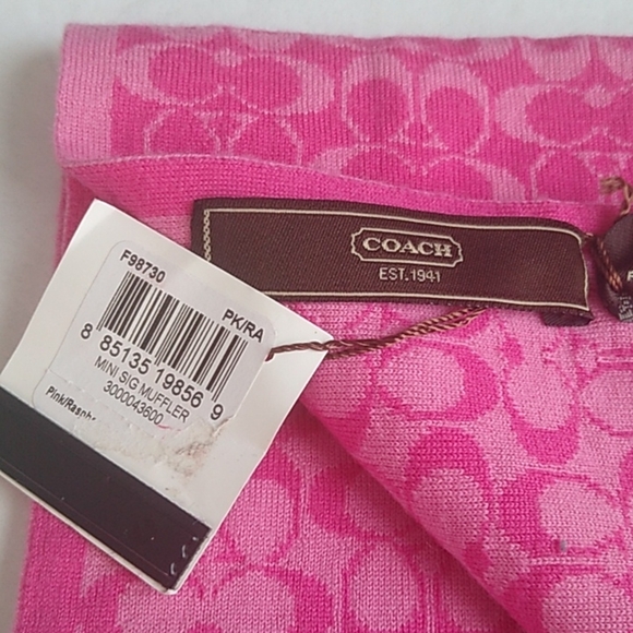Coach F98730 Mini Signature Muffler Scarf, Pink/Raspberry - Picture 6 of 8